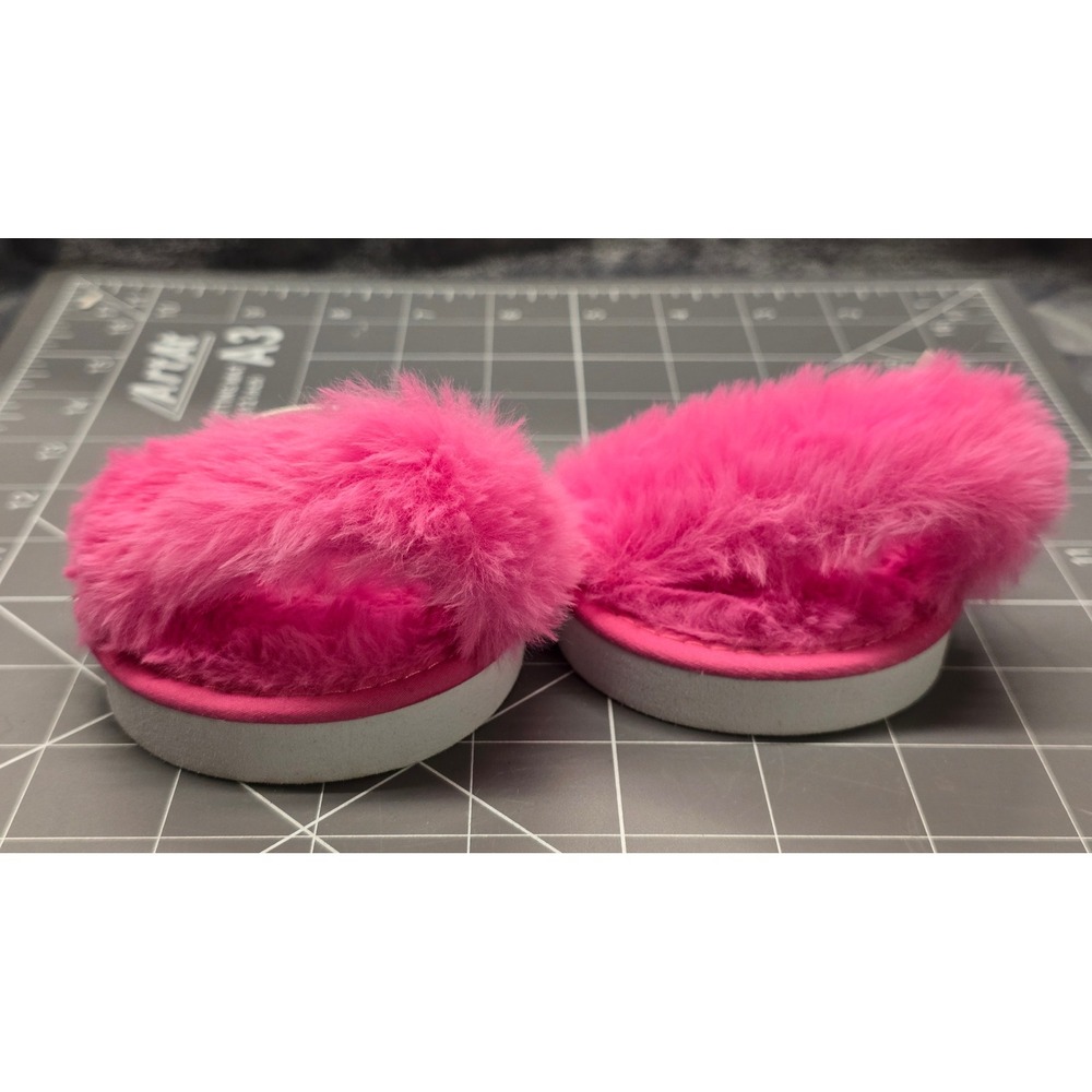 Build-A-Bear Workshop Hot Pink Fuzzy Slippers Plush Stuffed Animal Shoes B-A-B